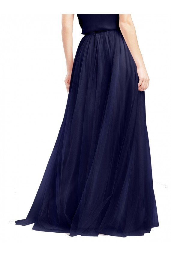 Azul Marino 21 línea A Halter Cuello Alto Tul Largo Vestidos de dama de honor Descuento