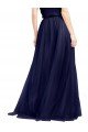Azul Marino 21 línea A Halter Cuello Alto Tul Largo Vestidos de dama de honor Descuento