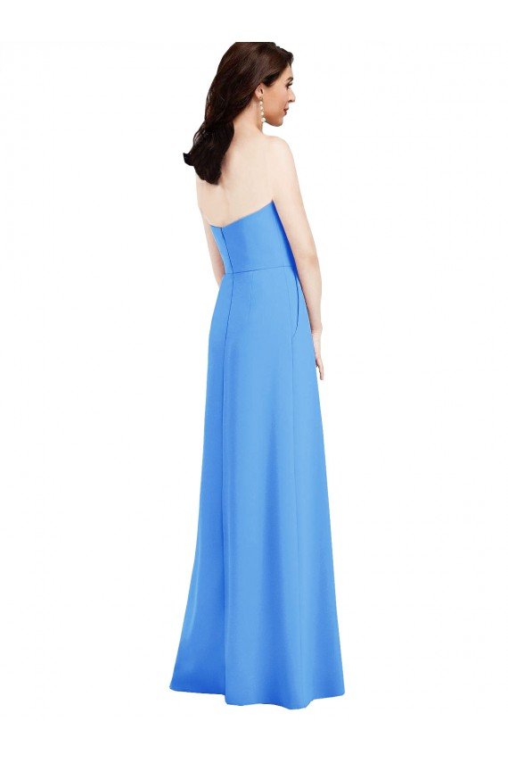 Azul Verde pavo real Trompeta Sin tirantes Crepé Elástico Largo Vestidos de dama de honor / Vestidos de fiesta Descuento