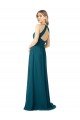 Azul Windsor línea A Cuello Alto Gasa Largo Vestidos de dama de honor Descuento