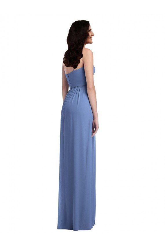 Azul Windsor línea A Tirantes espagueti Gasa Largo Vestidos de dama de honor Descuento
