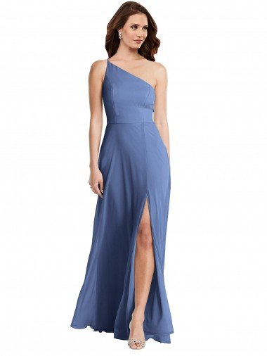 Azul Windsor línea A Un Hombre Gasa Largo Formales Vestidos de dama de honor / Vestidos de noche Descuento