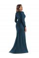 Azul atlántico Sirena Cuello en V Satén sedoso Largo Formales Vestidos de dama de honor / Vestidos de fiesta Descuento