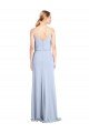 Azul cielo claro Cubierta Cuello Alto Crepé Elástico Largo Formales Vestidos de dama de honor / Vestidos de fiesta Descuento