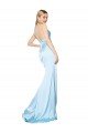Azul cielo claro Sirena Cuello Alto Tirantes espagueti Satén elástico Largo Formales Vestidos de dama de honor / Vestidos de fiesta Descuento
