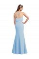 Azul cielo claro Sirena Tirantes espagueti Cuello en V Gasa Largo Vestidos de dama de honor Descuento