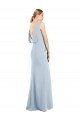 Azul cielo claro Trompeta Barco Crepé Elástico Largo Vestidos de dama de honor / Vestidos de fiesta Descuento