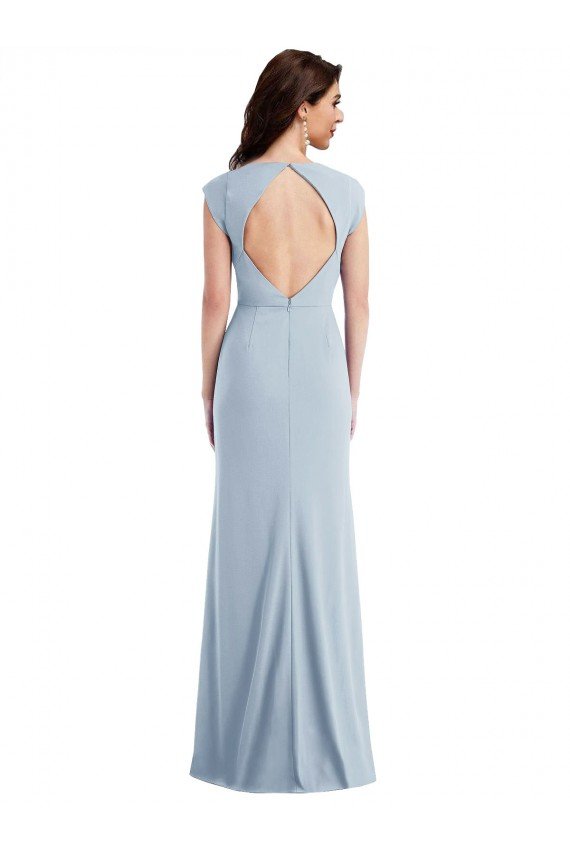 Azul cielo claro Trompeta Crepé Elástico Largo Formales Vestidos de dama de honor / Vestidos de fiesta Descuento