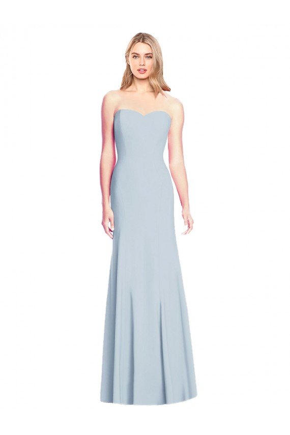 Azul cielo claro Trompeta Cuello de Corazón Sin tirantes Crepé Elástico Largo Vestidos de dama de honor / Vestidos de fiesta Descuento