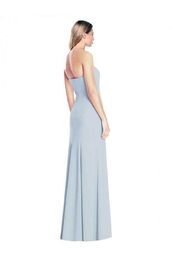 Azul cielo claro Trompeta Cuello de Corazón Sin tirantes Crepé Elástico Largo Vestidos de dama de honor / Vestidos de fiesta Descuento
