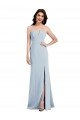 Azul cielo claro Trompeta Cuello en V Sin tirantes Crepé Elástico Largo Vestidos de dama de honor / Vestidos de fiesta Descuento