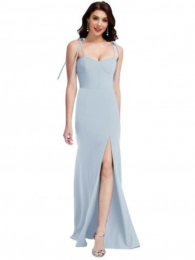 Azul cielo claro Trompeta Sin tirantes Crepé Elástico Largo Vestidos de dama de honor / Vestidos de fiesta Descuento
