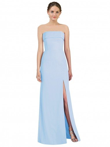 Azul cielo claro Trompeta Sin tirantes Gasa Largo Formales Vestidos de dama de honor / Vestidos de noche Descuento