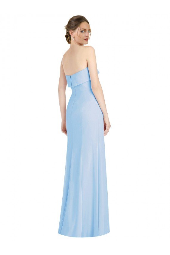 Azul cielo claro Trompeta Sin tirantes Gasa Largo Formales Vestidos de dama de honor / Vestidos de noche Descuento