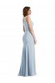 Azul cielo claro Trompeta Un Hombre Crepé Elástico Largo Formales Vestidos de dama de honor / Vestidos de fiesta Descuento