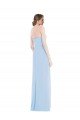 Azul cielo claro línea A Cuello de Corazón Gasa Largo Vestidos de dama de honor Descuento