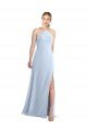 Azul cielo claro línea A Halter Gasa Largo Vestidos de dama de honor Descuento