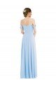 Azul cielo claro línea A Hombros Descubiertos Gasa Largo Formales Vestidos de dama de honor / Vestidos de noche Descuento