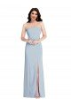 Azul cielo claro línea A Sin tirantes Crepé Elástico Largo Formales Vestidos de dama de honor / Vestidos de fiesta Descuento