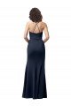Azul marina oscuro Cubierta Tirantes espagueti Crepé Elástico Largo Formales Vestidos de dama de honor / Vestidos de fiesta Descuento