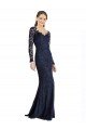 Azul marina oscuro Sirena Cuello de Corazón Encaje Largo Vestidos de dama de honor / Vestidos de fiesta Descuento