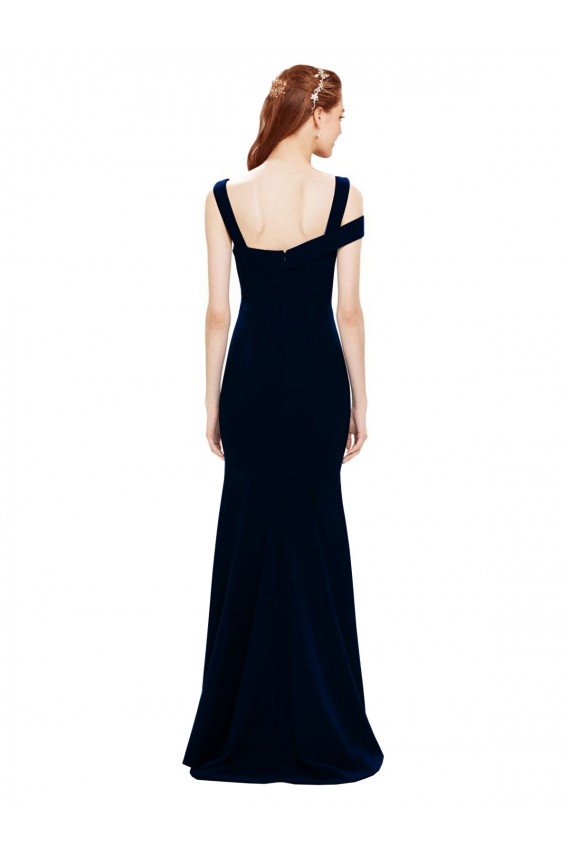 Azul marina oscuro Sirena Hombros Descubiertos Crepé Elástico Largo Formales Vestidos de dama de honor / Vestidos de fiesta Descuento