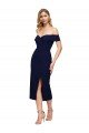 Azul marina oscuro Sirena Hombros Descubiertos Midi Crepé Elástico Corto Formales Vestidos de dama de honor / Vestidos de fiesta / Vestidos de cóctel Descuento