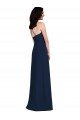 Azul marina oscuro Trompeta Halter Crepé Elástico Largo Vestidos de dama de honor Descuento