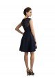 Azul marina oscuro línea A Cuello en V Encaje Corto Vestidos de dama de honor / Vestidos de cóctel Descuento