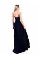 Azul marina oscuro línea A Tirantes espagueti Gasa Largo Formales Vestidos de dama de honor / Vestidos de noche Descuento