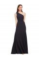 Azul marina oscuro línea A Un Hombre Crepé Elástico Largo Formales Vestidos de dama de honor / Vestidos de fiesta Descuento