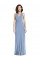 Azul polvoriento Trompeta Halter Cuello en V Gasa Largo Formales Vestidos de dama de honor / Vestidos de noche Descuento