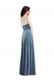 Azul polvoriento línea A Cuello de Corazón Terciopelo Elástico Largo Vestidos de dama de honor / Vestidos de fiesta Descuento