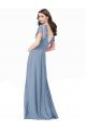 Azul polvoriento línea A Cuello en V Gasa Largo Vestidos de dama de honor / Vestidos de fiesta Descuento