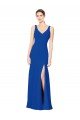 Azul real Cubierta Cuello de Corazón Gasa Largo Vestidos de dama de honor Descuento