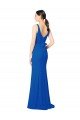 Azul real Cubierta Cuello de Corazón Gasa Largo Vestidos de dama de honor Descuento