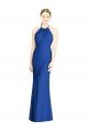 Azul real Trompeta Halter Cuello Alto Gasa Largo Vestidos de dama de honor Descuento