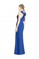 Azul real Trompeta Halter Cuello Alto Gasa Largo Vestidos de dama de honor Descuento
