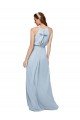 Azul real línea A Cuello Alto Gasa Largo Vestidos de dama de honor Descuento