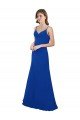 Azul real línea A Cuello de Corazón Gasa Largo Vestidos de dama de honor Descuento
