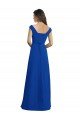Azul real línea A Cuello en V Gasa Largo Vestidos de dama de honor Descuento