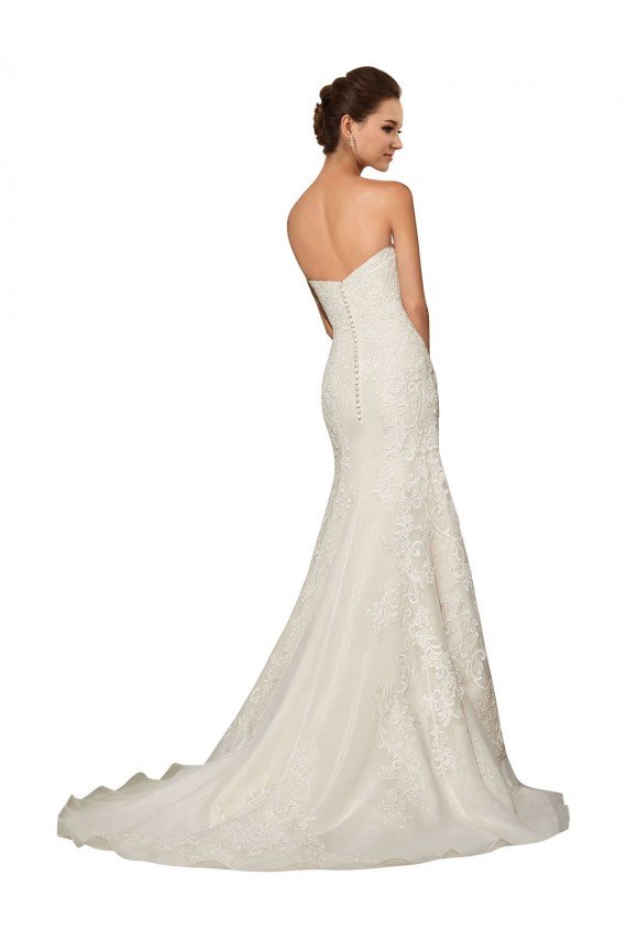 Blanco Cubierta Cuello de Corazón Cola capilla Tul Encaje Vestidos de novia Descuento