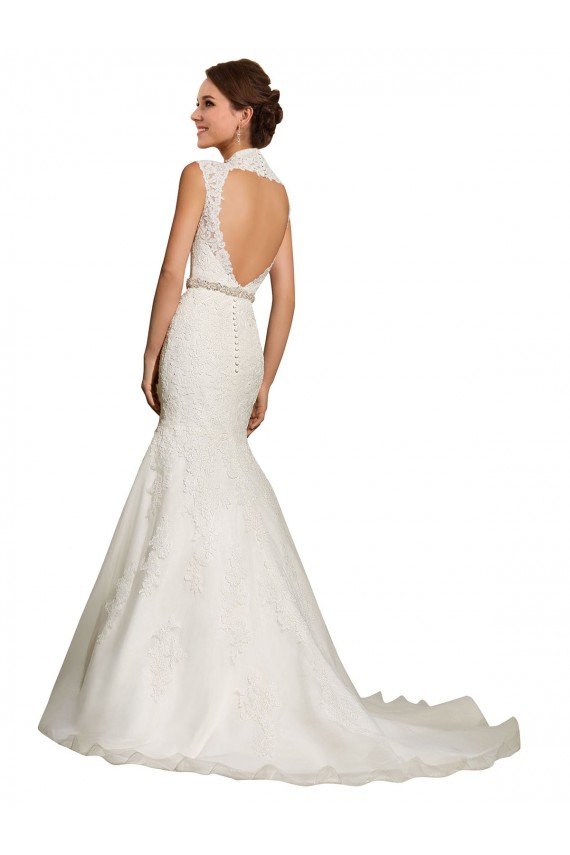 Blanco Sirena Cuello de Corazón Cola capilla Tul Encaje Vestidos de novia Descuento