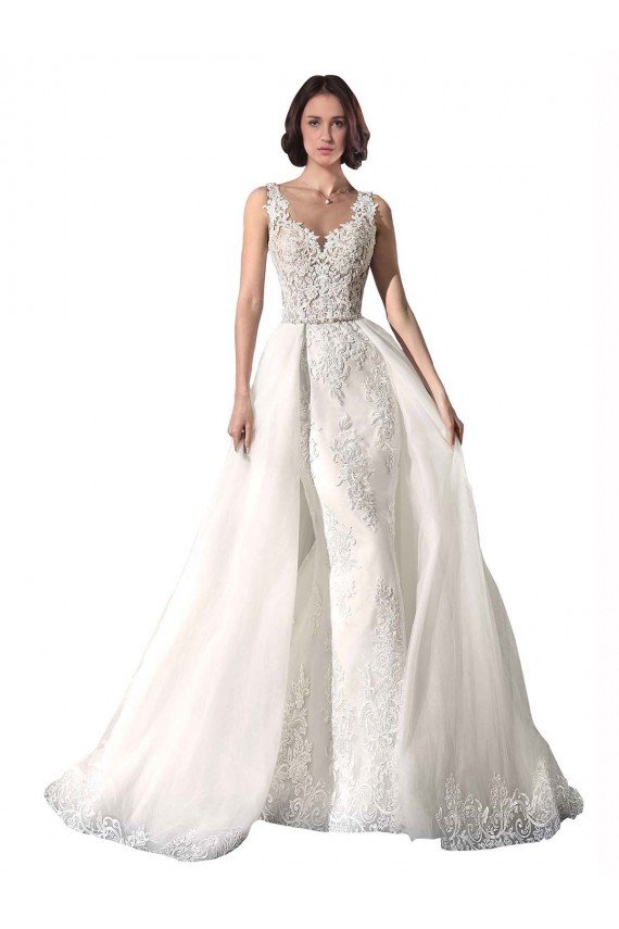 Blanco Sirena Cuello de Corazón Cola capilla Tul Encaje Vestidos de novia Descuento