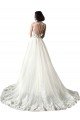 Blanco Sirena Cuello de Corazón Cola capilla Tul Encaje Vestidos de novia Descuento