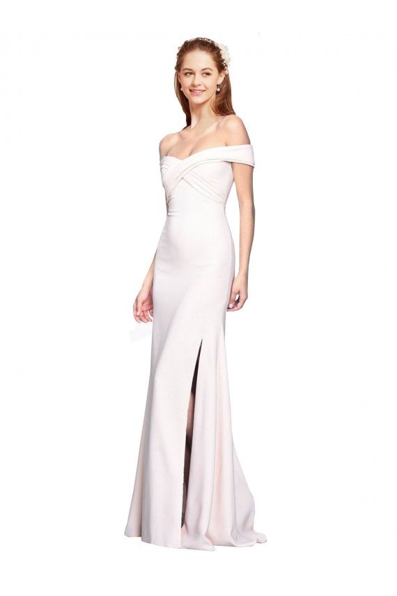 Blanco Sirena Hombros Descubiertos Crepé Elástico Largo Formales Vestidos de dama de honor / Vestidos de fiesta Descuento