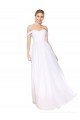 Blanco línea A Hombros Descubiertos Gasa Largo Formales Vestidos de dama de honor / Vestidos de fiesta Descuento