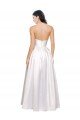 Blanco línea A Sin tirantes Satén elástico Largo Formales Vestidos de dama de honor / Vestidos de fiesta Descuento