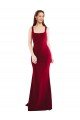 Borgoña 10 Sirena Cuadrado Crepé Elástico Largo Formales Vestidos de dama de honor / Vestidos de fiesta Descuento