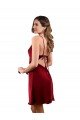 Borgoña Cubierta Midi Satén sedoso Corto Formales Vestidos de dama de honor / Vestidos de fiesta / Vestidos de cóctel Descuento